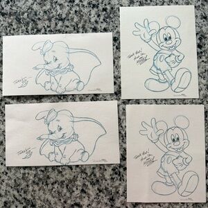 Don Williams Disney Sketch Prints — Mickey Mouse & Dumbo in Blue Pencil